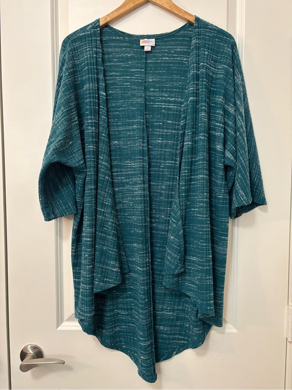 LuLaRoe Teal Open Front Long Cardigan Sweater, Size S